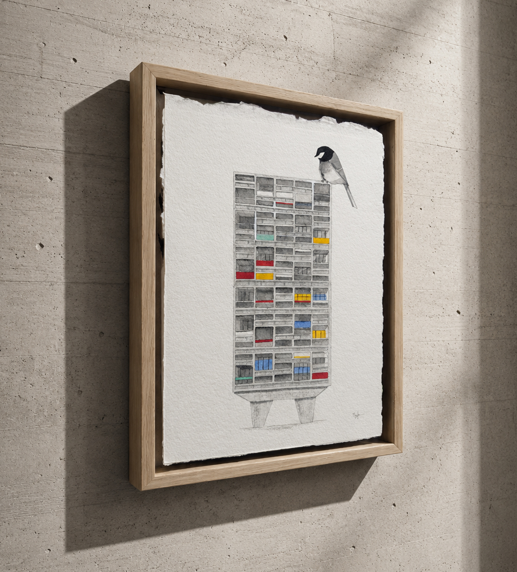 La mésange et la Cité 33x24 cm – Image 2