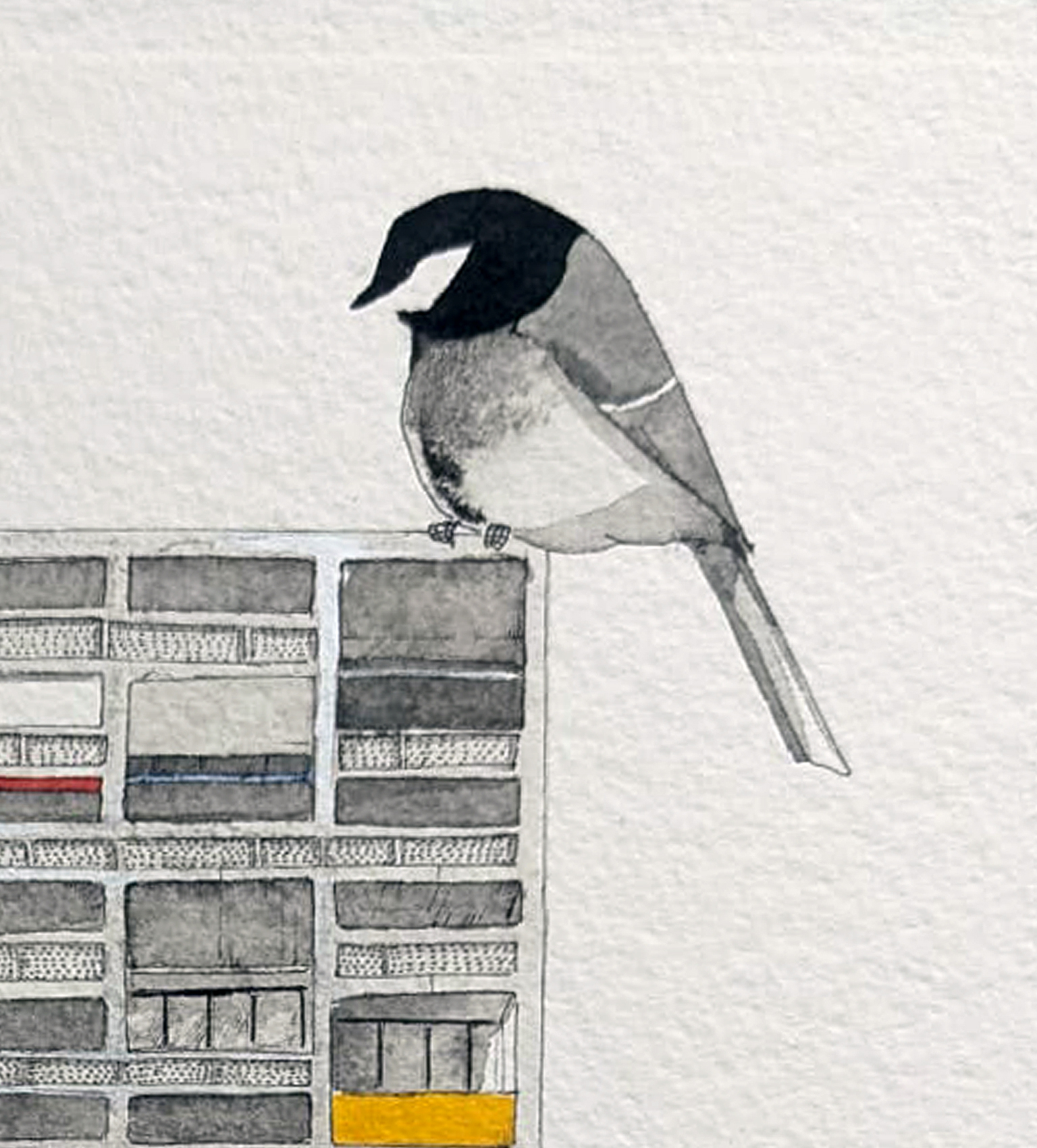 La mésange et la Cité 33x24 cm – Image 3